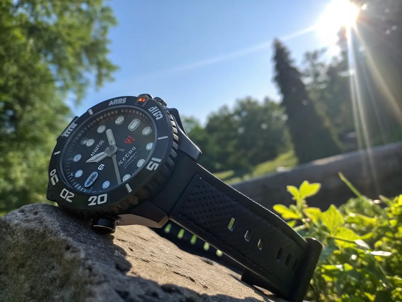 A close-up shot of a Seiko SNK805 Automatic Watch, showcasing its green canvas strap and clear dial, emphasizing its durability and classic military design, set against a blurred background of an outdoor setting.